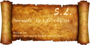 Seregély Lóránt névjegykártya